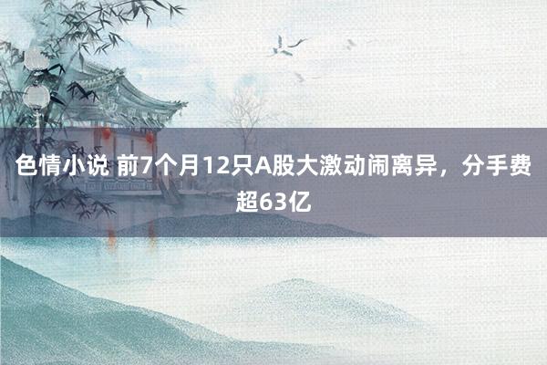 色情小说 前7个月12只A股大激动闹离异，分手费超63亿