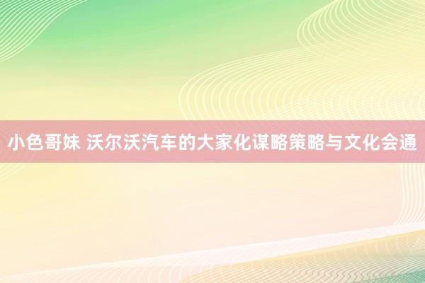 小色哥妹 沃尔沃汽车的大家化谋略策略与文化会通