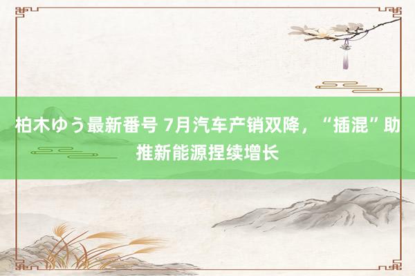 柏木ゆう最新番号 7月汽车产销双降，“插混”助推新能源捏续增长