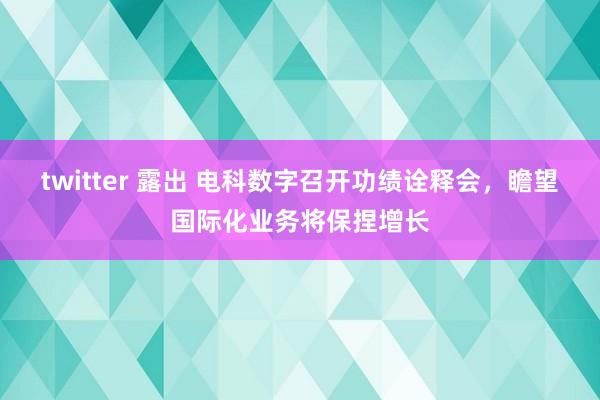 twitter 露出 电科数字召开功绩诠释会，瞻望国际化业务将保捏增长