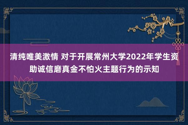 清纯唯美激情 对于开展常州大学2022年学生资助诚信磨真金不怕火主题行为的示知