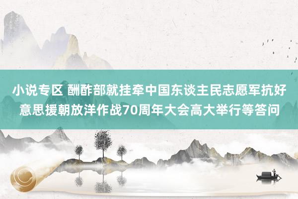 小说专区 酬酢部就挂牵中国东谈主民志愿军抗好意思援朝放洋作战70周年大会高大举行等答问